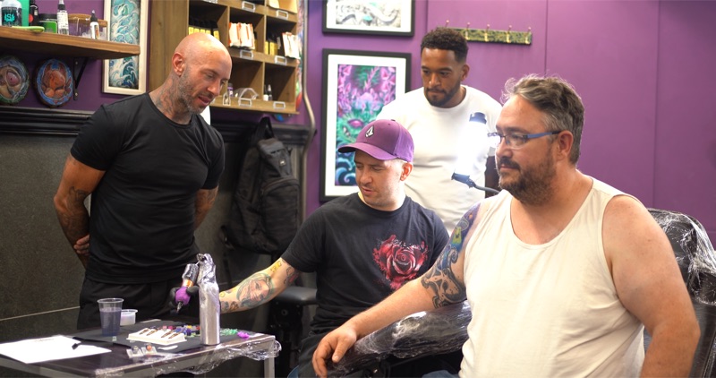 Andy supervising tattoo work